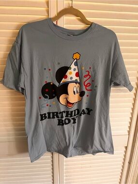 Disney Mickey Mouse 'Birthday Boy' Light Blue Crew Neck Tee